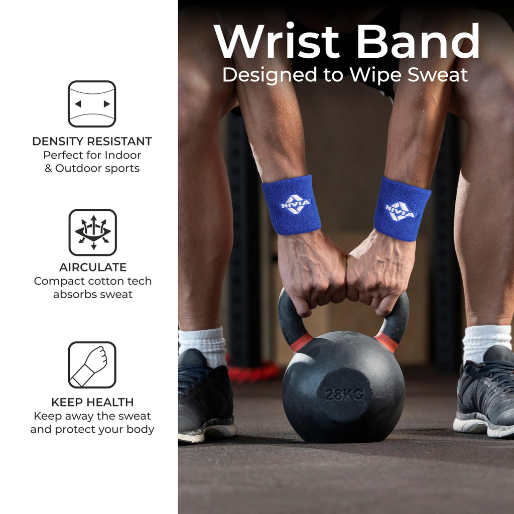 Nivia Sweatband for Men & Women, Wristbands for Tennis, Basketball, Running, Sweat Band for Gym & Athletes (Small, White),Cotton