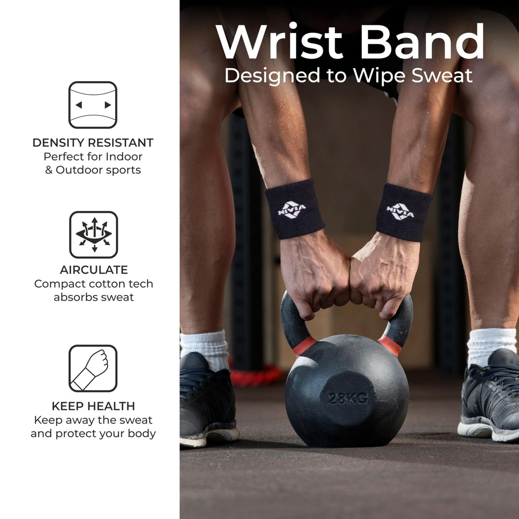 Nivia Sweatband for Men & Women, Wristbands for Tennis, Basketball, Running, Sweat Band for Gym & Athletes (Small, White),Cotton