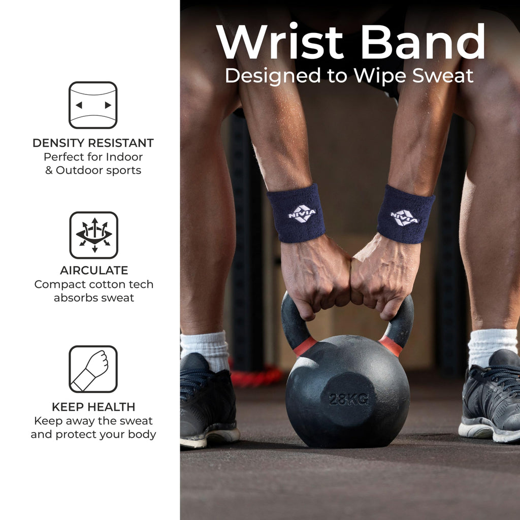 Nivia Sweatband for Men & Women, Wristbands for Tennis, Basketball, Running, Sweat Band for Gym & Athletes (Small, White),Cotton