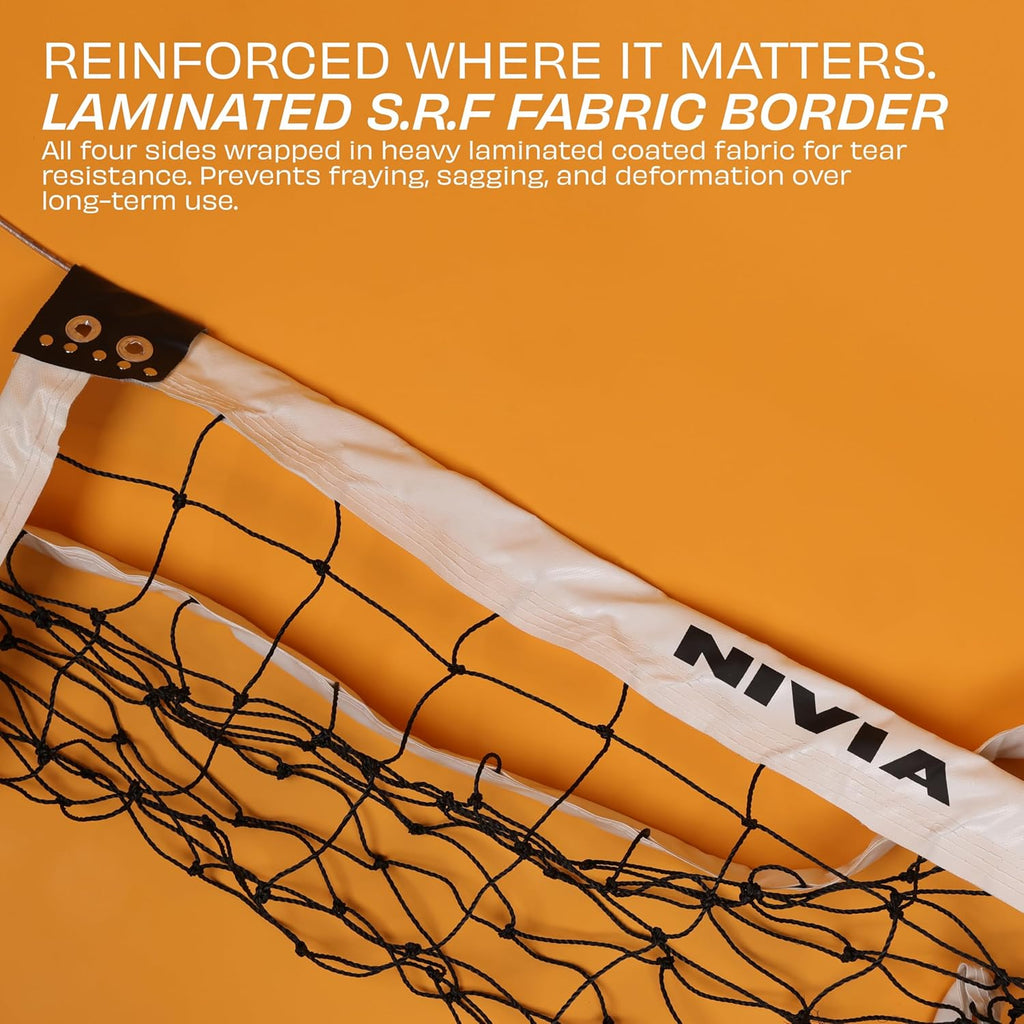 Nivia Volleyball Net, Volleyball Net for Indoor and Outdoor Sports, Professional Sports Equipment, Heavy 24×3 Ply Woven Nylon (White)