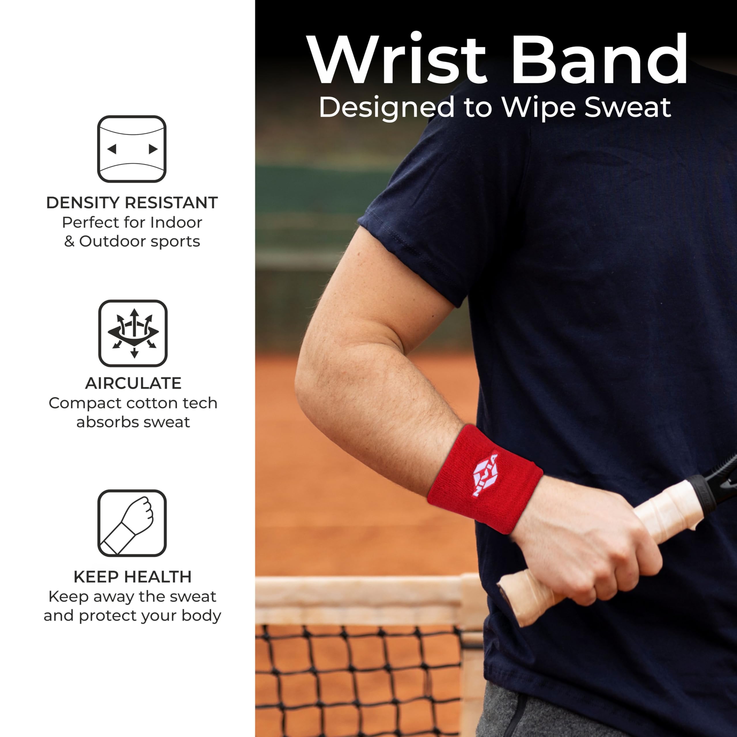 Nivia Sweatband for Men & Women, Wristbands for Tennis, Basketball, Running, Sweat Band for Gym & Athletes (Small, White),Cotton
