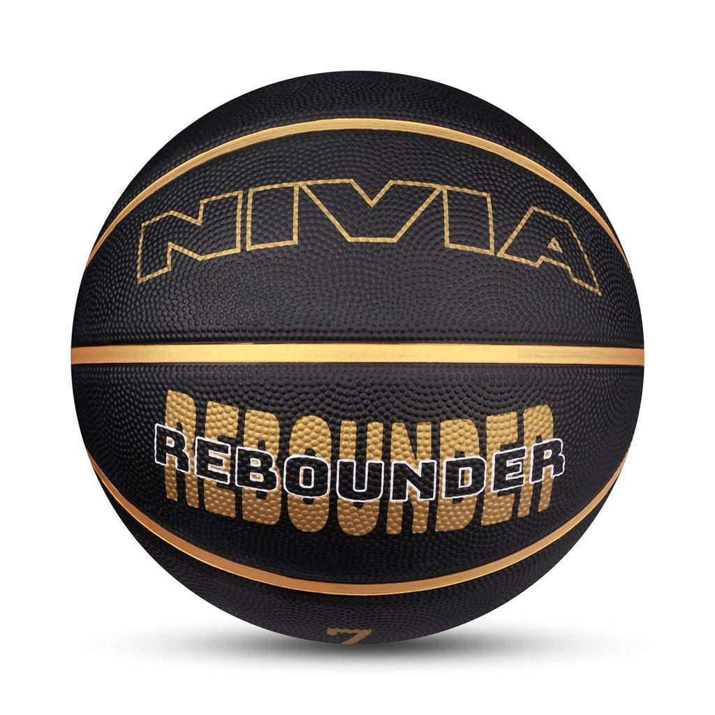 NIVIA Rebounder Basketball, As per Match Standard, 8 Panels, Soft Rubber Molded with Pebbled Texture, Butyl Bladder, to Play on All Indoor & Outdoor Surfaces