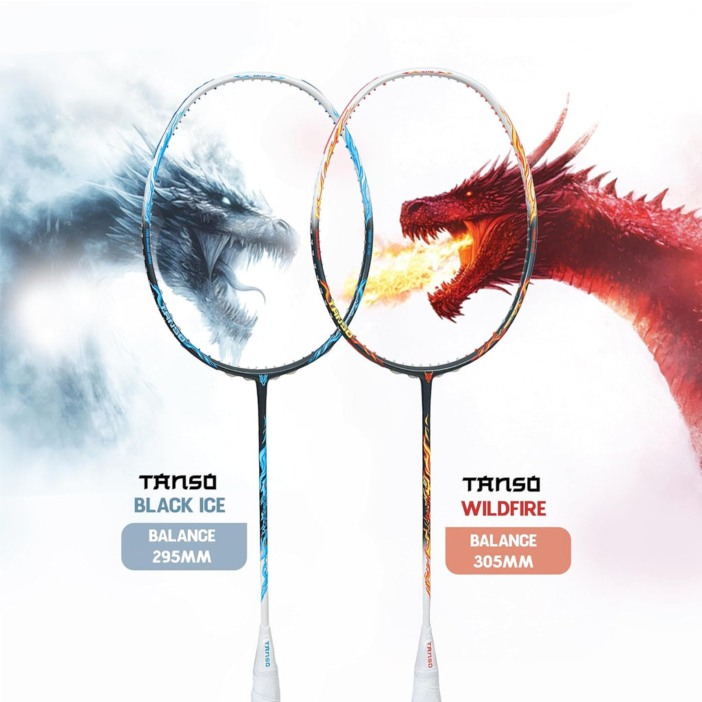 TANSO Wild Fire Full Graphite Ultra Light Weight Carbon Fibre Strung Badminton Racket (35 Lbs Tension,6.5mm ultra slim shaft, 77 Grams, Strung with premium strings and full racquet cover) (Aggressive)