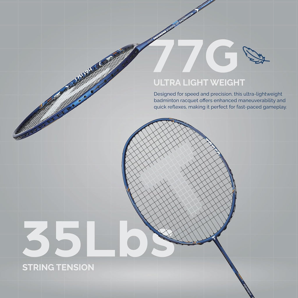 TANSO Arashi SS Strung Badminton Racket (35 Lbs Tension, Recommended by Padukone School of Badminton, 77 Grams Ultra Light Weight Full Carbon Fiber with Premium Strings and Full Racquet Cover)