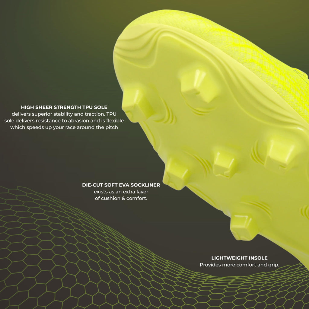 Nivia Carbonite 7.0 Football Stud for Men, TPU Sole with Synthetic Leather Upper, Die Cut Lightweight Insole, Ideal for Soft and Hard Grassy Ground Surfaces
