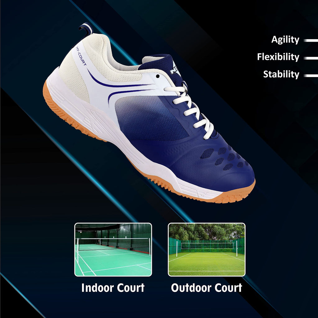 Nivia HY-Court 2.0 Badminton Shoe for Mens | Rubber Sole Shoes with Upper Mesh for Sports, Badminton, Volleyball, Squash, Table Tennis, Nonmarking Sole