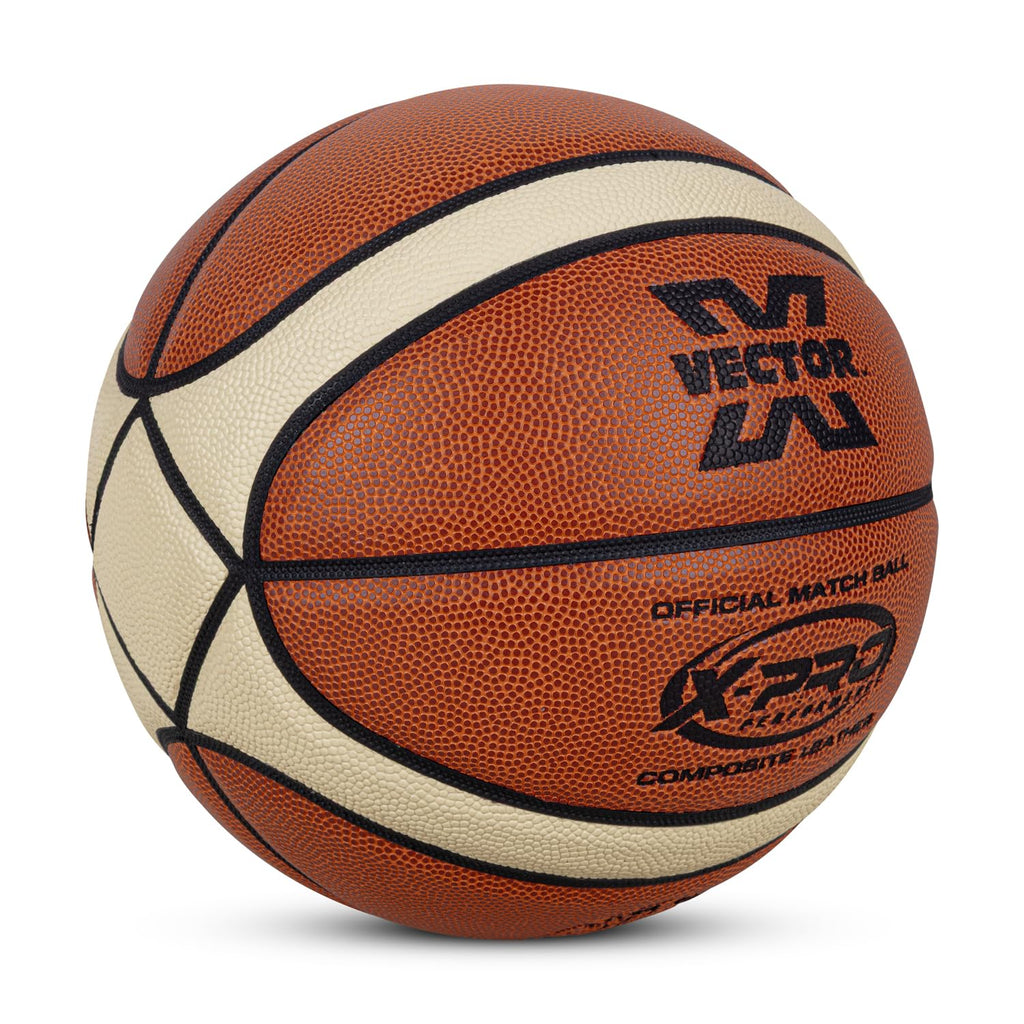 Vector X Basketball X-Pro |14 Pannel | Dual Tone Design | Woven Butyl Bladder | BBFI Approved | Official Match Ball | Premium Rubber | Color - Brown (7)