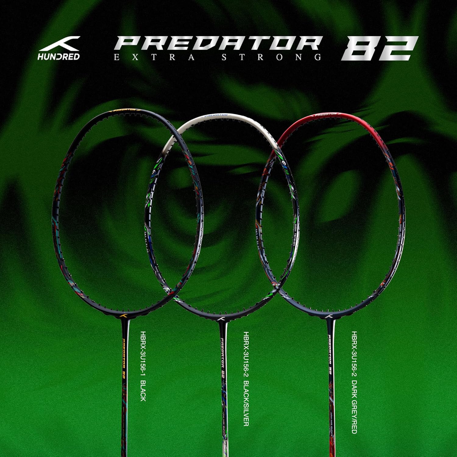 Hundred Predator Extra Strong Japan Made Graphite Unstrung Badminton Racket with Full Racket Cover Maximum Tension : ≤38lbs