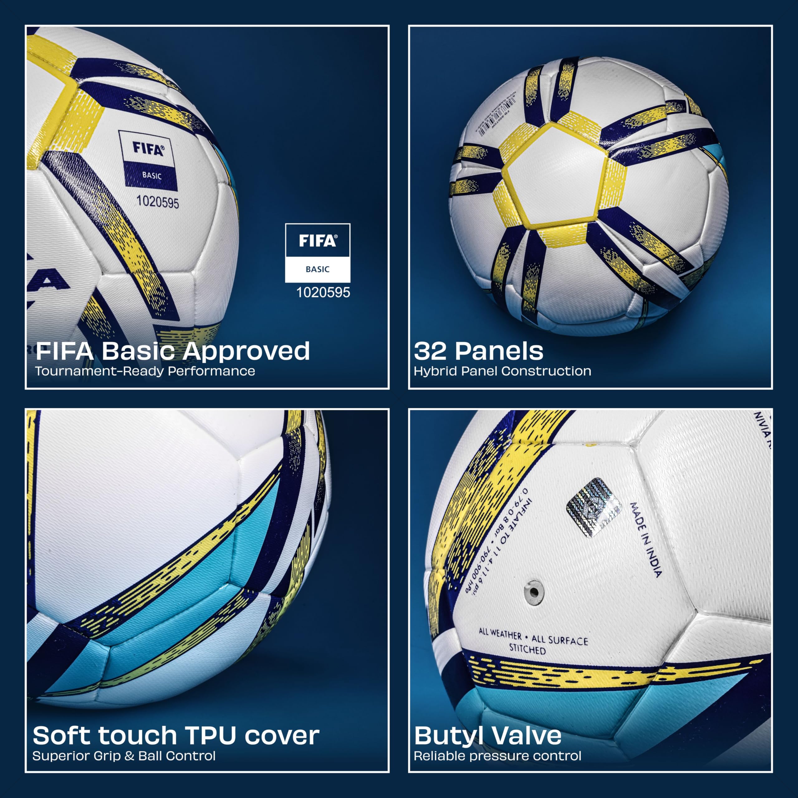 32 Panel TPU Football Size 5 – FIFA Basic Certified International Match Ball